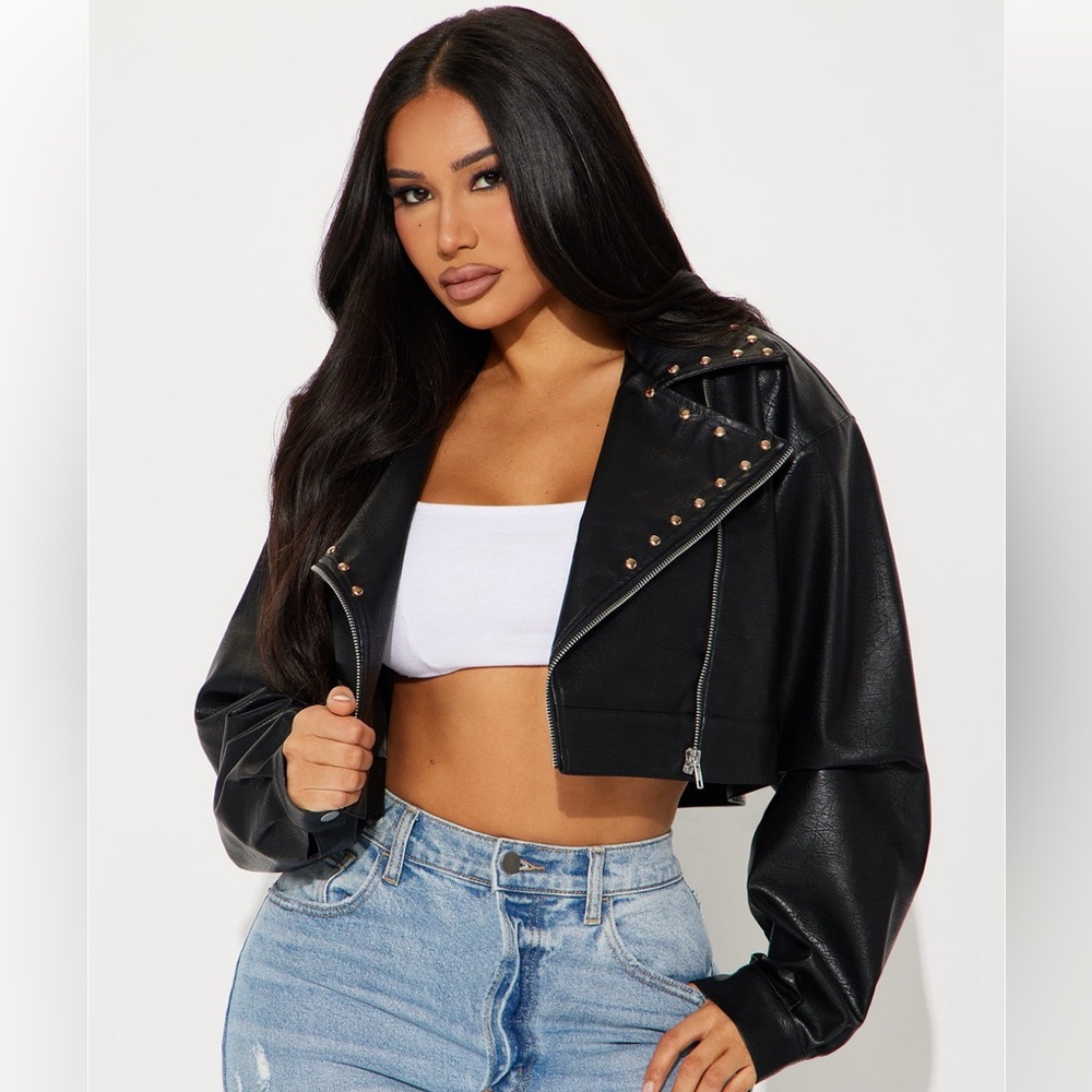 New fashion nova faux leather motto jacket